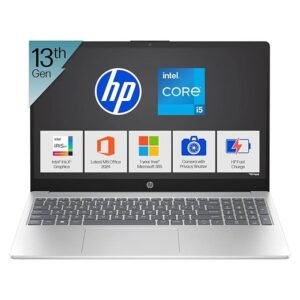 HP 15, 13th Gen Intel Core i5-1334U Laptop (12GB DDR4,512GB SSD) Anti-Glare,Micro-Edge,15.6''/39.6cm, FHD, Win11,M365,Office24, Silver,1.59kg, Iris Xe Graphics, FHD Camera w/Privacy Shutter, fd0575TU