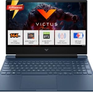 HP Victus AMD Ryzen 7 Hexa Core 7445HS - (16 GB/512 GB SSD/Windows 11 Home/6 GB Graphics/NVIDIA GeForce RTX 4050) 15-fb3130AX Gaming Laptop (15.6 Inch, Performance Blue, Chrome Logo, 2.29 Kg)