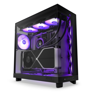 NZXT CHASSIS H6 FLOW RGB (2023) COMPACT DUAL-CHAMBER ATX CASE WITH RGB FANS - ALL BLACK -CC-H61FB-R1