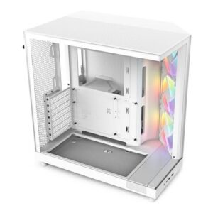 NZXT CHASSIS H6 FLOW RGB (2023) COMPACT DUAL- CHAMBER ATX CASE WITH RGB FANS - ALL WHITE- CC-H61FW-R1